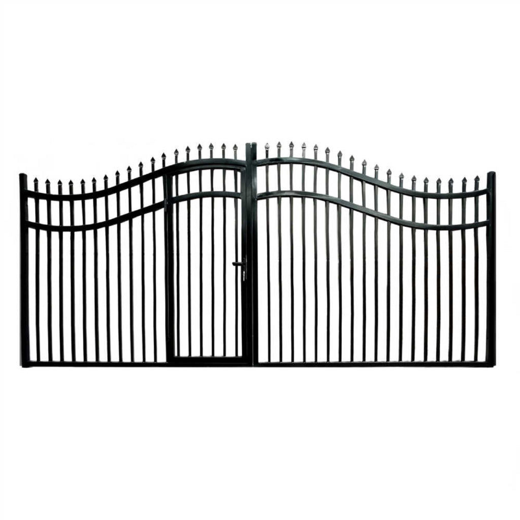 ALEKO Vienna Style Steel Dual Swing Driveway Gate With Built In Pedestrian Door (SAK75103)-SAKSBY