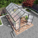 [08X12FT] All Season Outdoor Backyard Polycarbonate Greenhouse With Raised Base And Aluminum Frame (SAK78614) - Saksby Wholesale - Door Dimension View