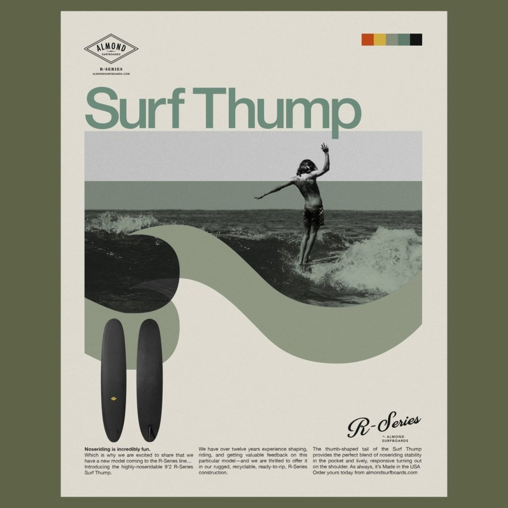 ALMOND SURFBOARD 9'2 R-SERIES Surf Thump With High Density Foam And Noserideable (SAK32109) - SAKSBY.com - Surfboard - SAKSBY.com