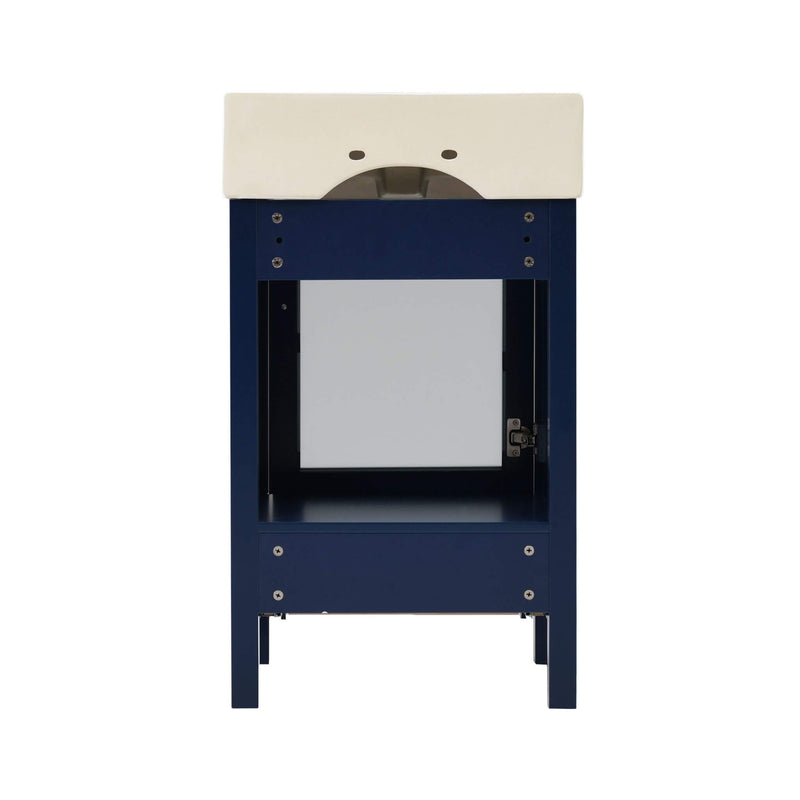 Alora 20-Inch Modern Blue Bathroom Vanity With Ceramic Sink And Storage Cabinet (SAK39851) - Saksby Wholesale - Back View