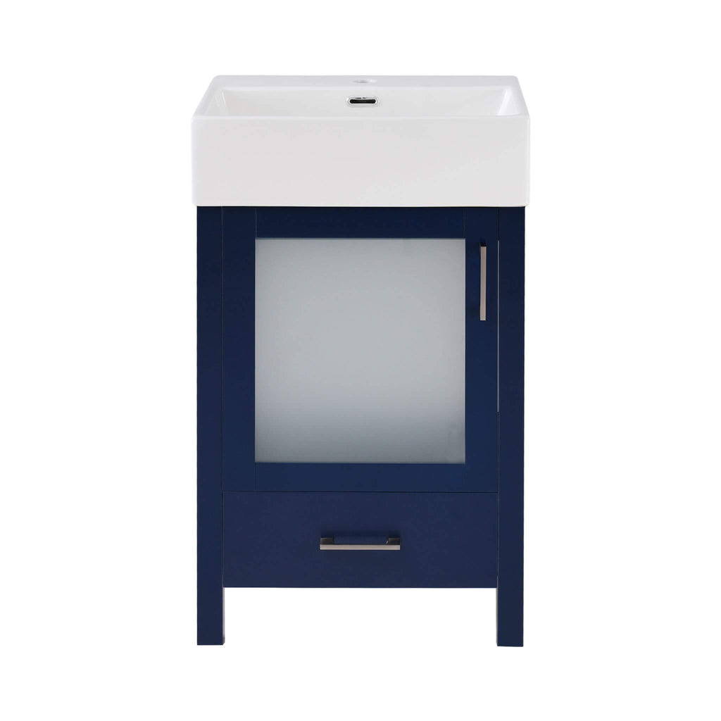 Alora 20-Inch Modern Blue Bathroom Vanity With Ceramic Sink And Storage Cabinet (SAK39851) - Saksby Wholesale - Front View