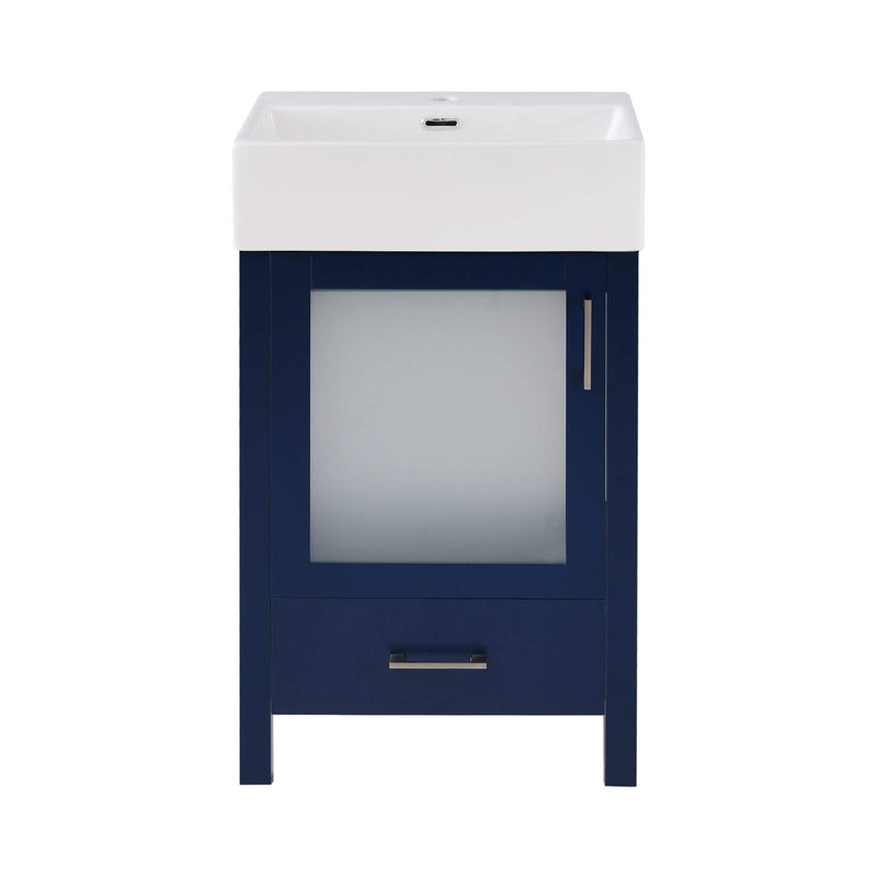 Alora 20-Inch Modern Blue Bathroom Vanity With Ceramic Sink And Storage Cabinet (SAK39851) - Saksby Wholesale - Front View