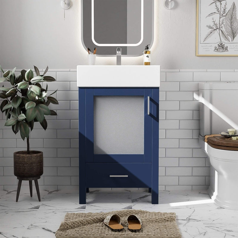 Alora 20-Inch Modern Blue Bathroom Vanity With Ceramic Sink And Storage Cabinet (SAK39851) - Saksby Wholesale - Lifestyle Image