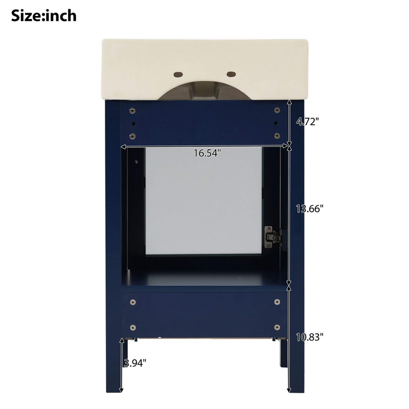 Alora 20-Inch Modern Blue Bathroom Vanity With Ceramic Sink And Storage Cabinet (SAK39851) - Saksby Wholesale - Storage Cabinet Dimensions