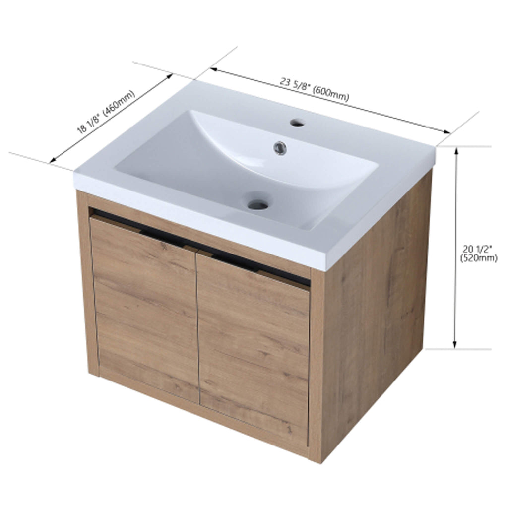 Alora Floating Walnut Bathroom Vanity With Resin Sink Soft Close Doors (SAK62941)