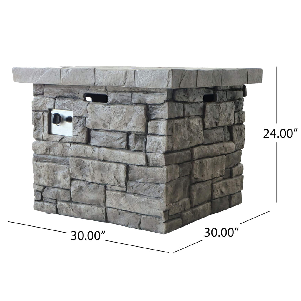 Alora 30-Inch Modern Outdoor 40K BTU Steel Frame Propane Fire Table With Lava Rocks (SAK12756) - Saksby Wholesale - Dimensions