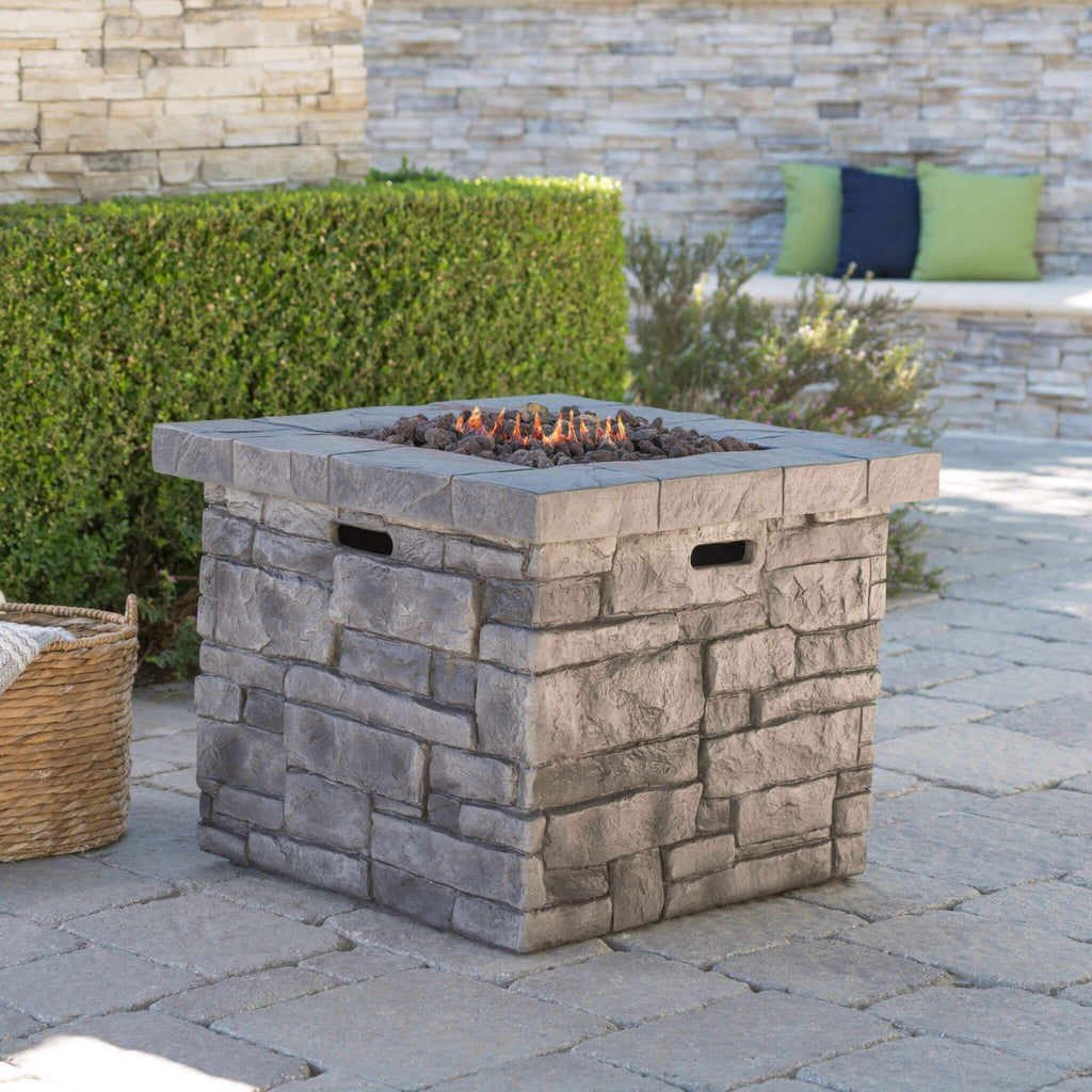 Alora 30-Inch Modern Outdoor 40K BTU Steel Frame Propane Fire Table With Lava Rocks (SAK12756) - Saksby Wholesale - Lifestyle