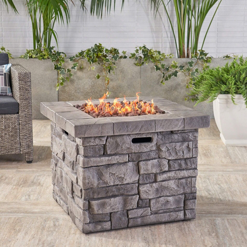 Alora 30-Inch Modern Outdoor 40K BTU Steel Frame Propane Fire Table With Lava Rocks (SAK12756) - Saksby Wholesale - Outdoor Lifestyle Image