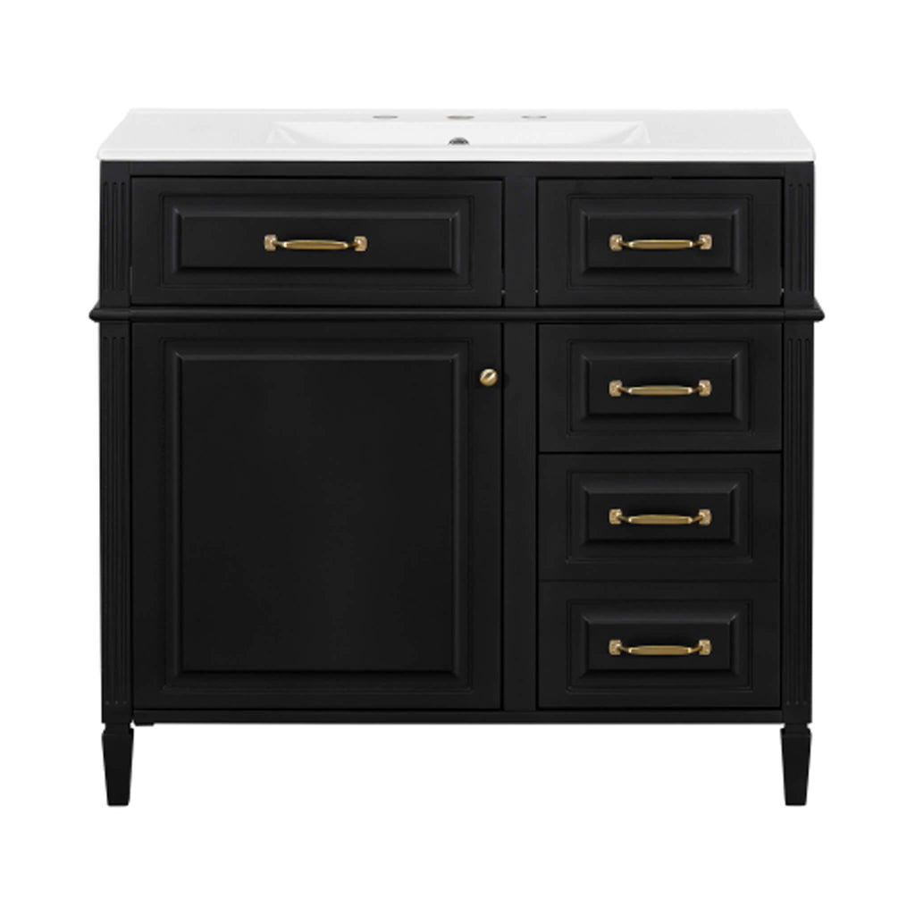 Alora 36-Inch Freestanding Bathroom Vanity With Ceramic Sink And Storage Cabinets [Faucet Not Included] (SAK86310)