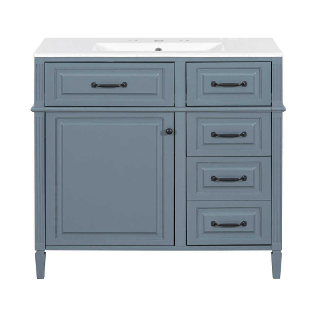 Alora 36-Inch Freestanding Bathroom Vanity With Ceramic Sink And Storage Cabinets [Faucet Not Included] (SAK86310)