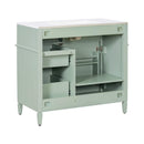 Alora 36-Inch Freestanding Bathroom Vanity With Ceramic Sink And Storage Cabinets [Faucet Not Included] (SAK86310) - Saksby Wholesale - Back View INside View