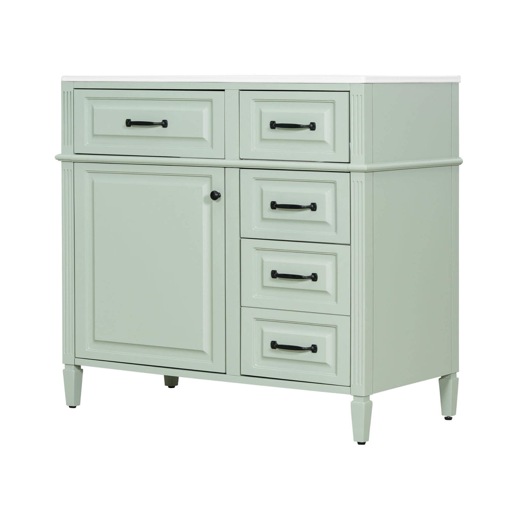 Alora 36-Inch Freestanding Bathroom Vanity With Ceramic Sink And Storage Cabinets [Faucet Not Included] (SAK86310) - Saksby Wholesale - Front Side View