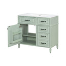 Alora 36-Inch Freestanding Bathroom Vanity With Ceramic Sink And Storage Cabinets [Faucet Not Included] (SAK86310) - Saksby Wholesale - Side View Whie Background