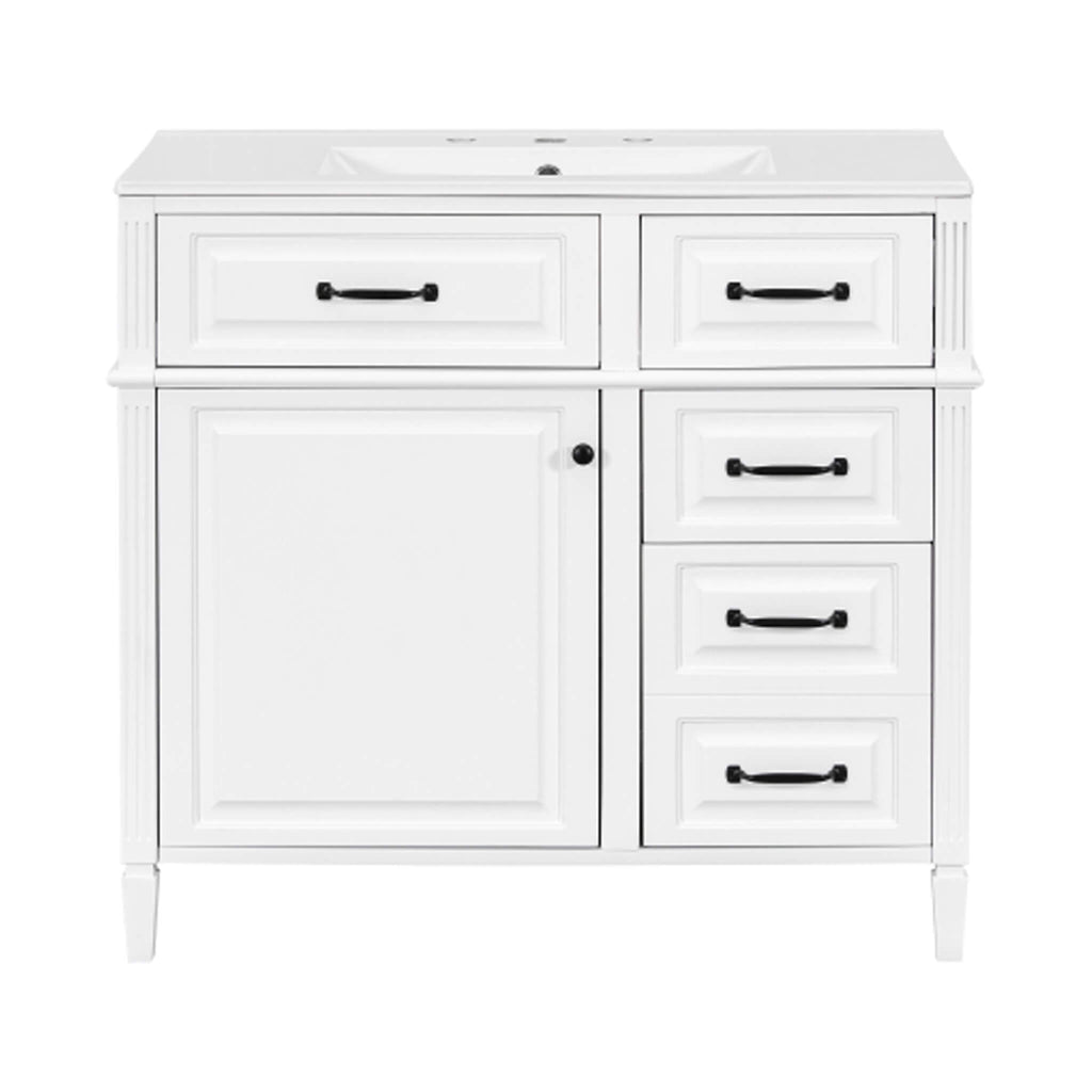 Alora 36-Inch Freestanding Bathroom Vanity With Ceramic Sink And Storage Cabinets [Faucet Not Included] (SAK86310)