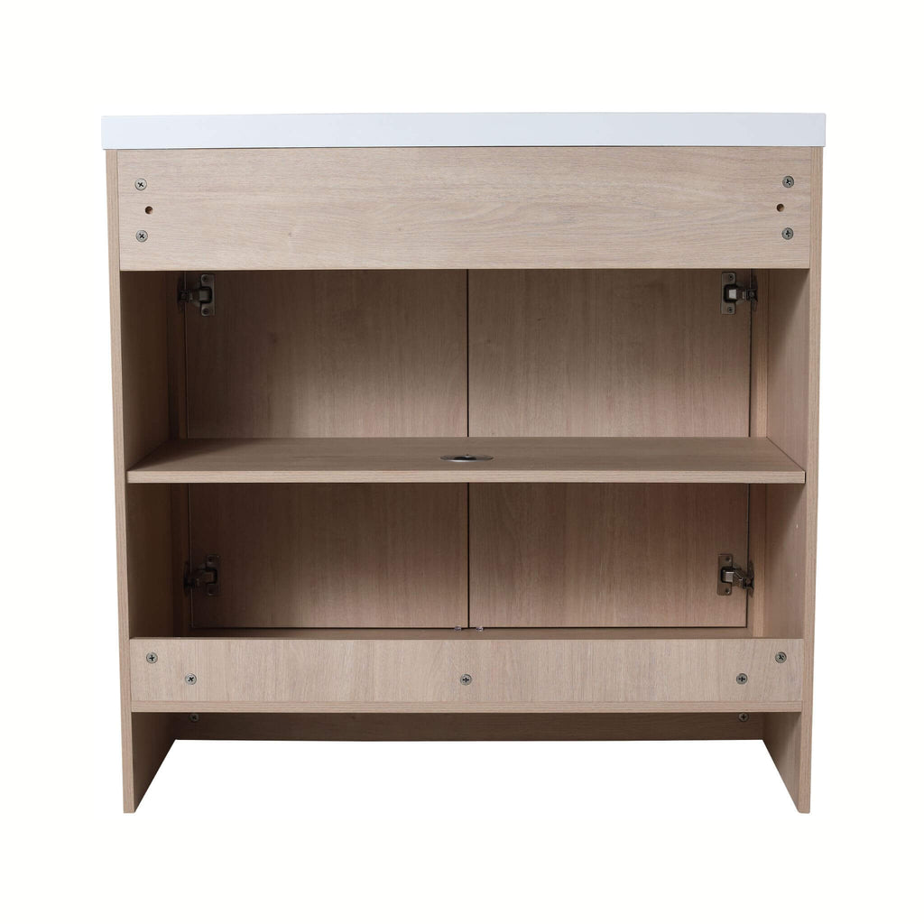 Alora 36-Inch Freestanding Bathroom Vanity With White Resin Sink (SAK92710) - Saksby Wholesale - Inside Back View 