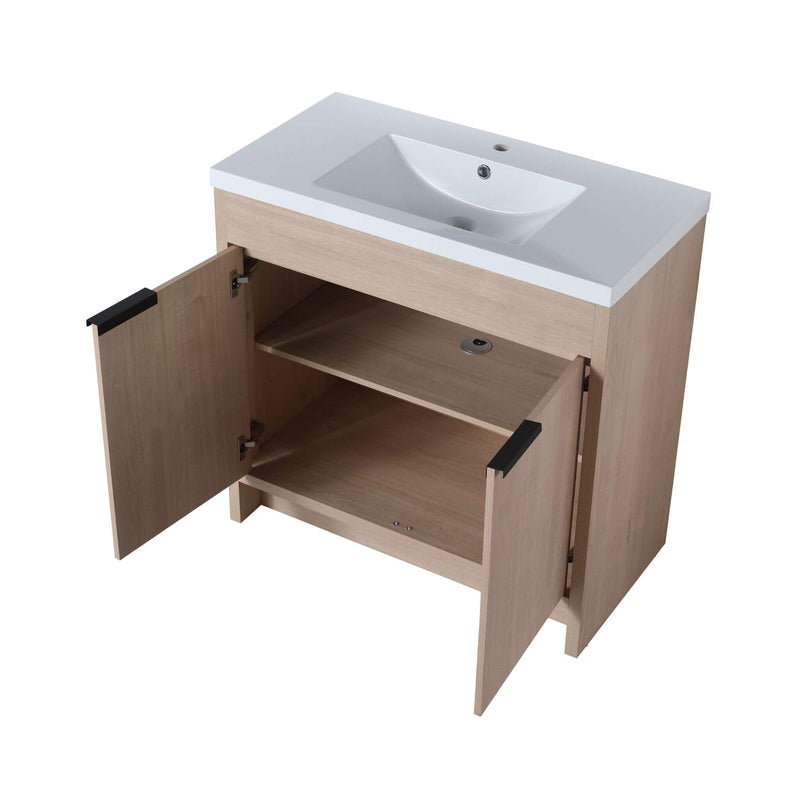 Alora 36-Inch Freestanding Bathroom Vanity With White Resin Sink (SAK92710) - Saksby Wholesale - Top View Open Doors