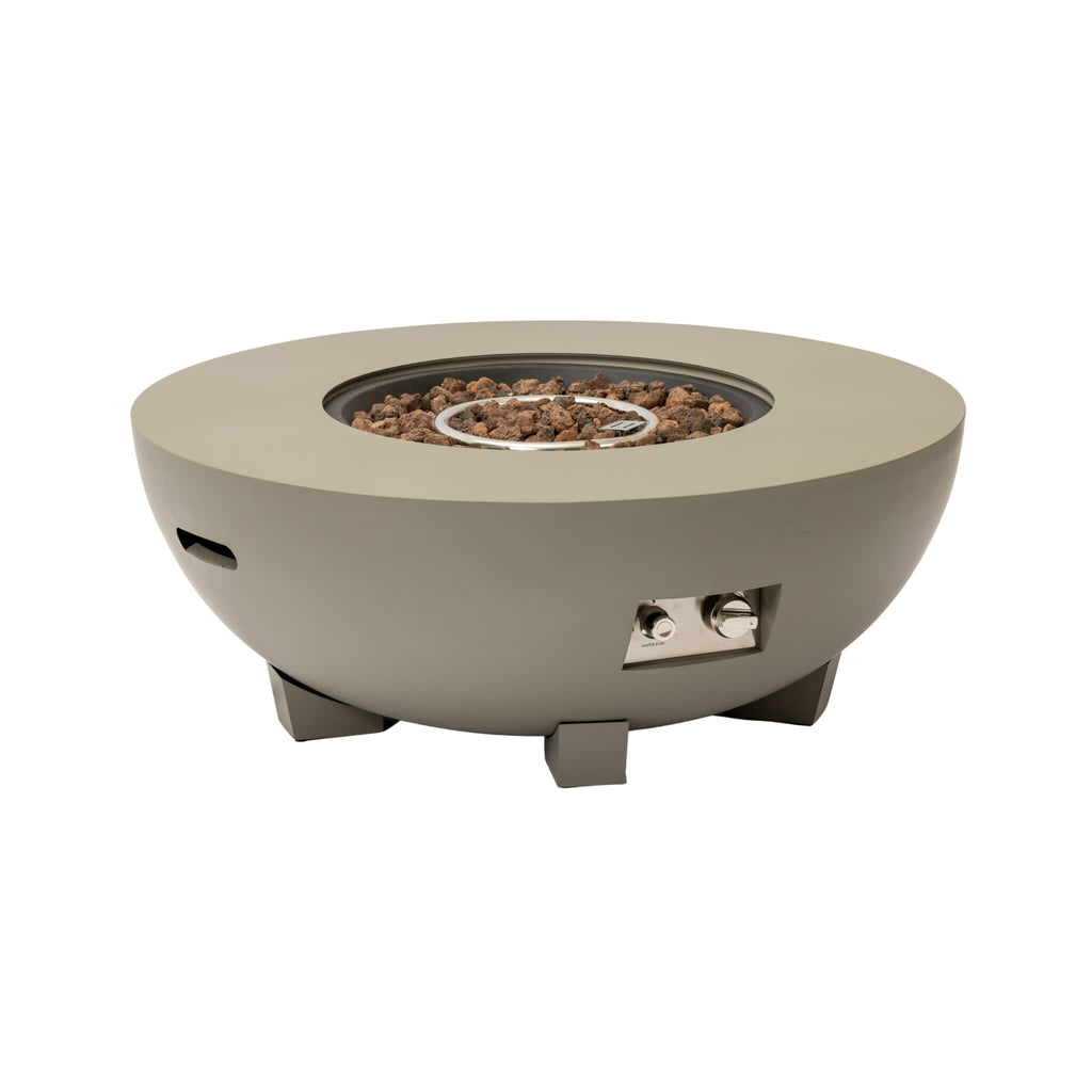 Alora 36-Inch Round Outdoor Iron Patio Fire Pit Table With Metal Cover (SAK71954) - Saksby Wholesale - Full View With Stones