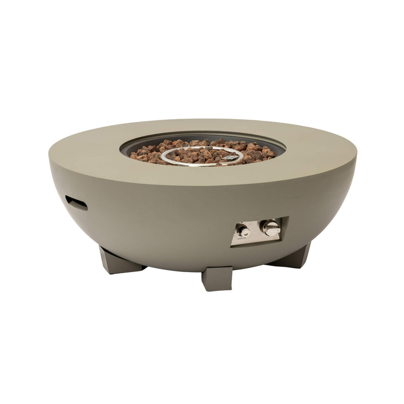 Alora 36-Inch Round Outdoor Iron Patio Fire Pit Table With Metal Cover (SAK71954) - Saksby Wholesale - Full View With Stones