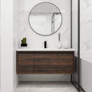 Alora 48-Inch Floating Walnut Bathroom Vanity With Resin Sink Soft Close Doors (SAK62941) - Saksby Wholesale - Bathroom Setup