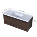 Alora 48-Inch Floating Walnut Bathroom Vanity With Resin Sink Soft Close Doors (SAK62941) - Saksby Wholesale - Dimensions