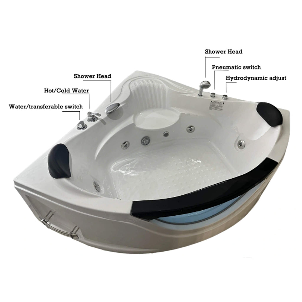Alora 59-Inch 2-Person Luxury Corner Whirlpool Jetted Bathtub (SAK23819) - Saksby Wholesale - Components