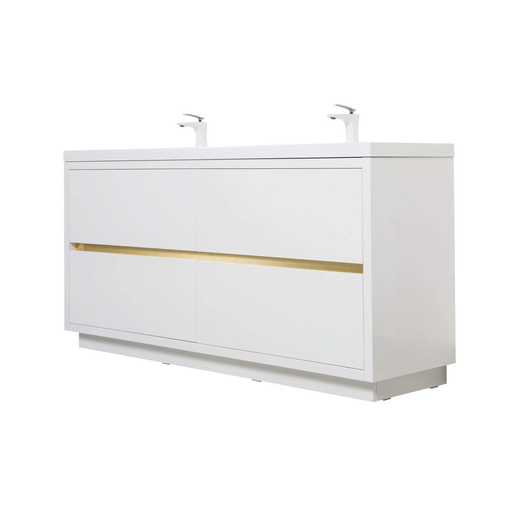 Alora 72-Inch White Freestanding Bathroom Vanity With Sink And Stone Resin Countertop (SAK31520) - Saksby Wholesale - Front Side VIew