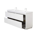 Alora 72-Inch White Freestanding Bathroom Vanity With Sink And Stone Resin Countertop (SAK31520) - Saksby Wholesale - Side View