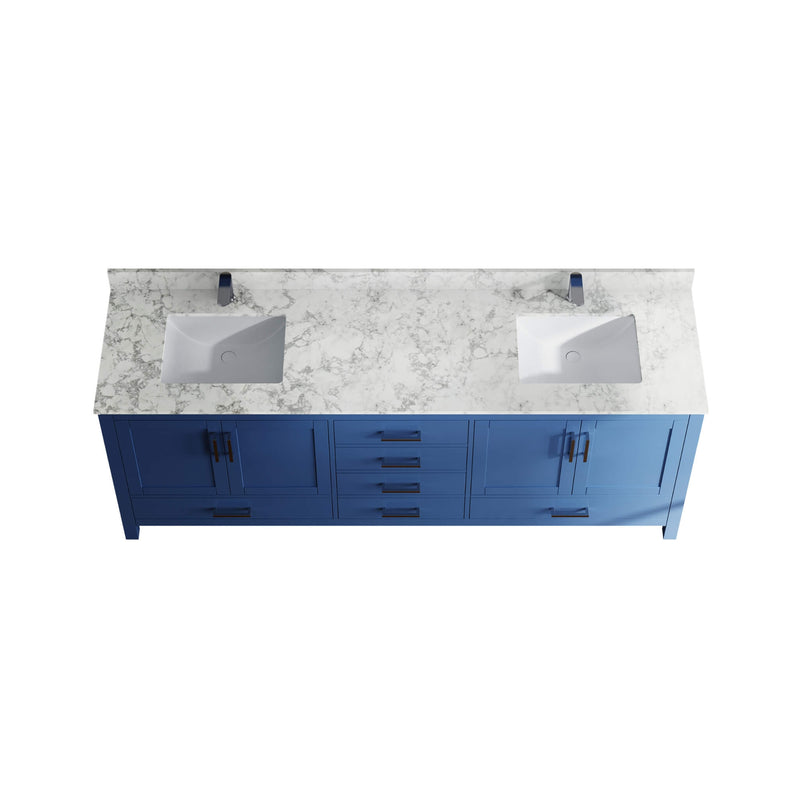 Alora 83-Inch Blue Modern Double Sink Freestanding Bathroom Vanity (SAK19761) - Top View