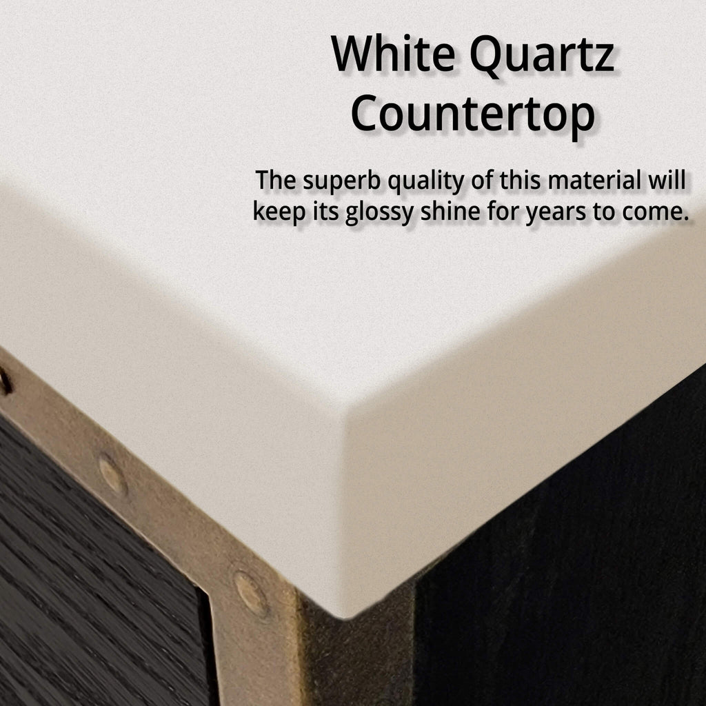 Alora 84-Inch Black Oak Double Bathroom Vanity With White Quartz Top (SAK43761) - Saksby Wholesale - Countertop View