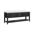 Alora 84-Inch Black Oak Double Bathroom Vanity With White Quartz Top (SAK43761) - Saksby Wholesale - Front Left View