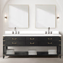 Alora 84-Inch Black Oak Double Bathroom Vanity With White Quartz Top (SAK43761) - Saksby Wholesale - Front Lifefstyle View