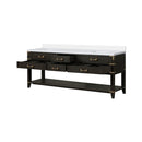 Alora 84-Inch Black Oak Double Bathroom Vanity With White Quartz Top (SAK43761) - Saksby Wholesale - Open Cabinet View