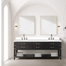 Alora 84-Inch Black Oak Double Bathroom Vanity With White Quartz Top (SAK43761) - Saksby Wholesale - With Two Mirrors View