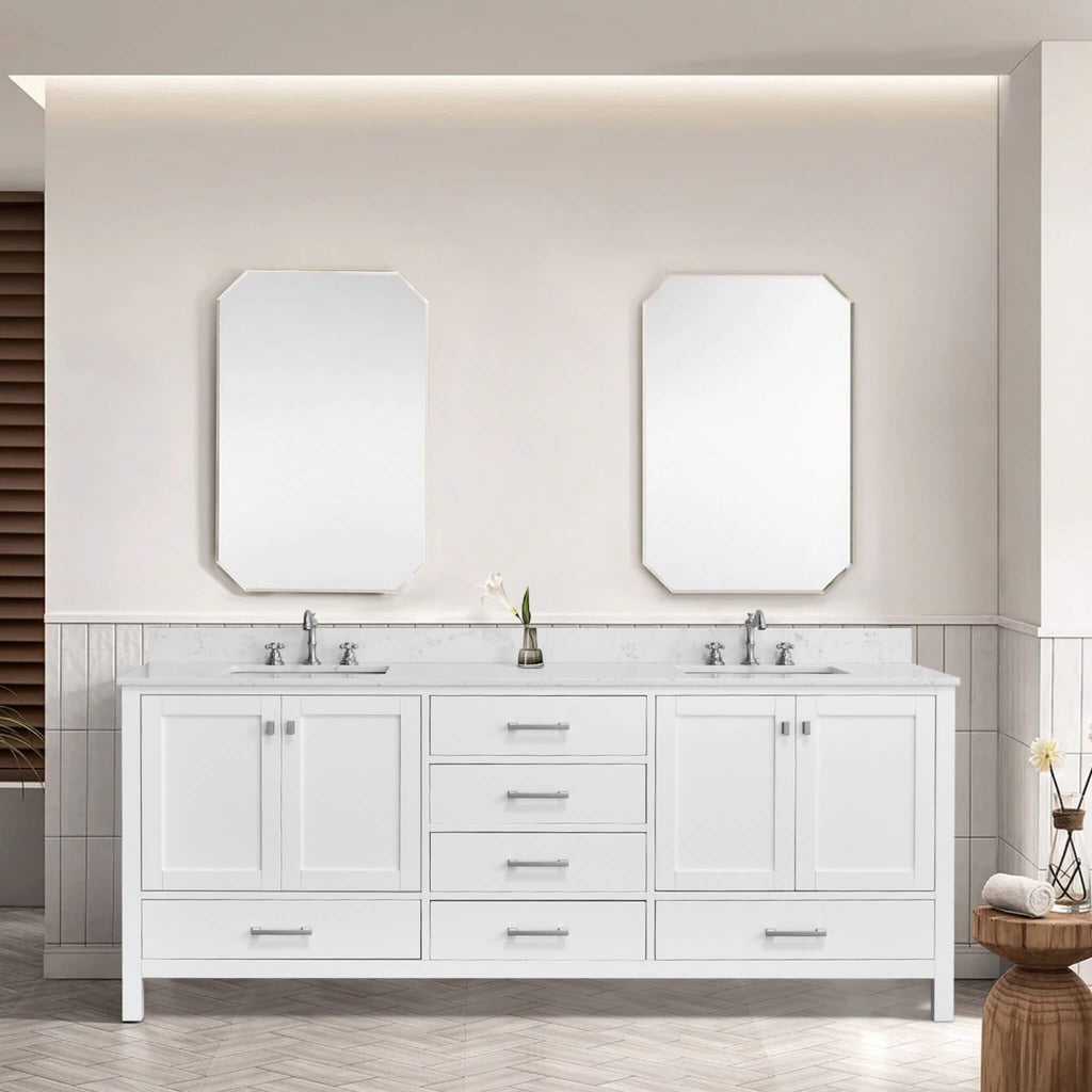 Alora 84-Inch Double Basin Freestanding Bathroom Vanity With Solid Wood Frame (SAK81794) - Saksby Wholesale - Bathroom Lifestyle