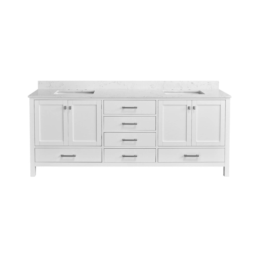 Alora 84-Inch Double Basin Freestanding Bathroom Vanity With Solid Wood Frame (SAK81794) - Saksby Wholesale - Front View