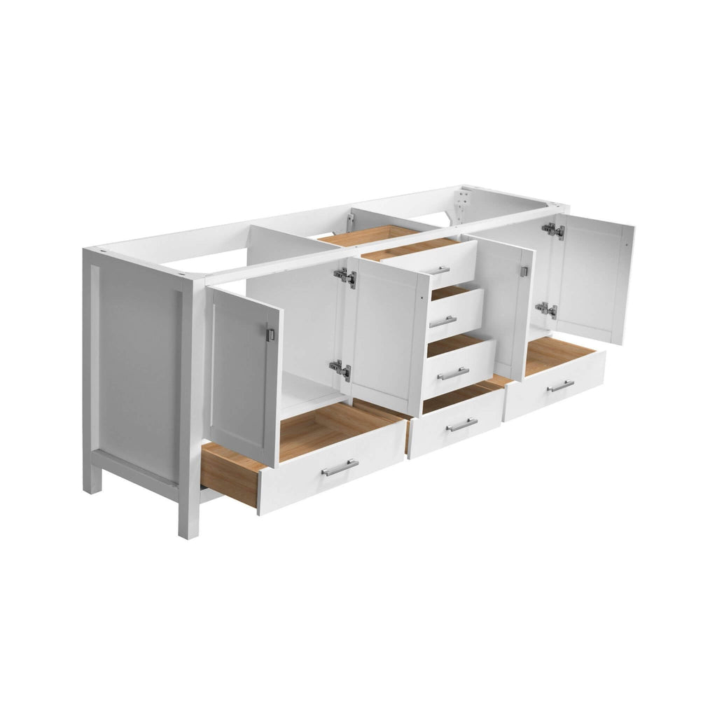 Alora 84-Inch Double Basin Freestanding Bathroom Vanity With Solid Wood Frame (SAK81794) - Saksby Wholesale - Storage Display View