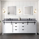 Alora 84-Inch White Double Bathroom Vanity With Gray Quartz Top And Faucet Set (SAK19470) - Saksby Wholesale - Front Lifestyle View