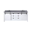 Alora 84-Inch White Double Bathroom Vanity With Gray Quartz Top And Faucet Set (SAK19470) - Saksby Wholesale - Front View