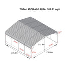 
[20X20FT] Alora Heavy-Duty Extra-Large 2 Car Metal Carport Kit For Cars, Boats, And Trucks (SAK46135) - Saksby Wholesale - -Diagram Of A Storage Shed With Dimensions Labeled On A White Background