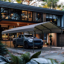 [12x25FT] Heavy Duty Extra Large Multi Vehicle Carport Kit With Galvanized Steel Roof (SAK37514)  - Saksby Wholesale - Car Front Right View