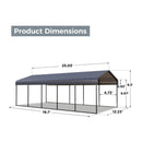 [12X25FT] Alora Heavy-Duty Extra-Large Multi Vehicle Carport Kit With Galvanized Steel Roof (SAK37514) - Saksby Wholesale - Dimensions View