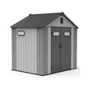 Alora Heavy-Duty Outdoor All-Weather Resin Storage Shed With Lockable Doors, Windows, And Vents (SAK39874) - Saksby Wholesale - Front Left View