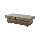 Alora Luxury 48-Inch Outdoor Wood Grain Iron Fire Pit Table With Lava Rocks (SAK37905) - Saksby Wholesale - Front Left View