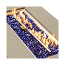 Alora Luxury 48-Inch Outdoor Wood Grain Iron Fire Pit Table With Lava Rocks (SAK37905) - Saksby Wholesale - Stones and Fire View