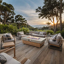 Alora Luxury 48-Inch Outdoor Wood Grain Iron Fire Pit Table With Lava Rocks (SAK37905) - Saksby Wholesale - Sunset View