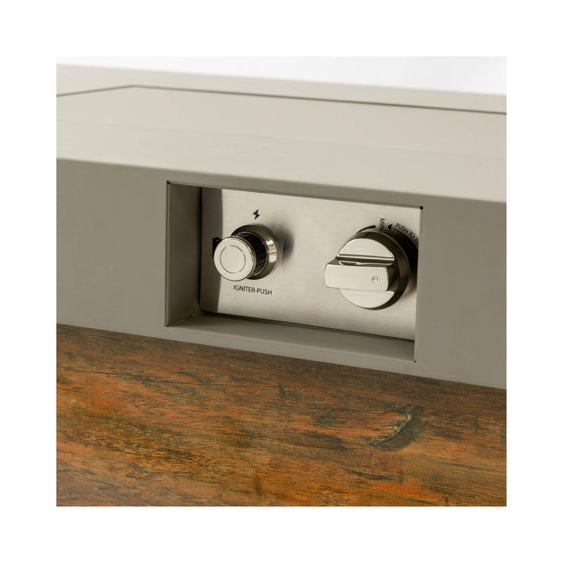 Alora Luxury 48-Inch Outdoor Wood Grain Iron Fire Pit Table With Lava Rocks (SAK37905) - Saksby Wholesale - Pwer Button View