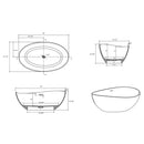 Alora Luxury 63-Inch Matte White Freestanding Soaking Bathtub With Overflow And Pop-Up Drain (SAK56140) - Saksby Wholesale -Dimensions