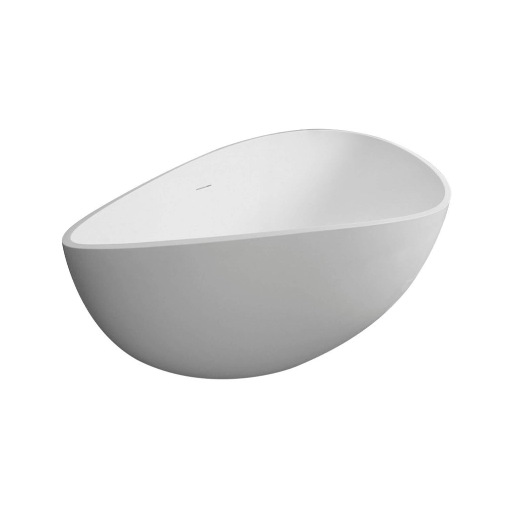 Alora Luxury 63-Inch Matte White Freestanding Soaking Bathtub With Overflow And Pop-Up Drain (SAK56140) - Saksby Wholesale - Front View White Background
