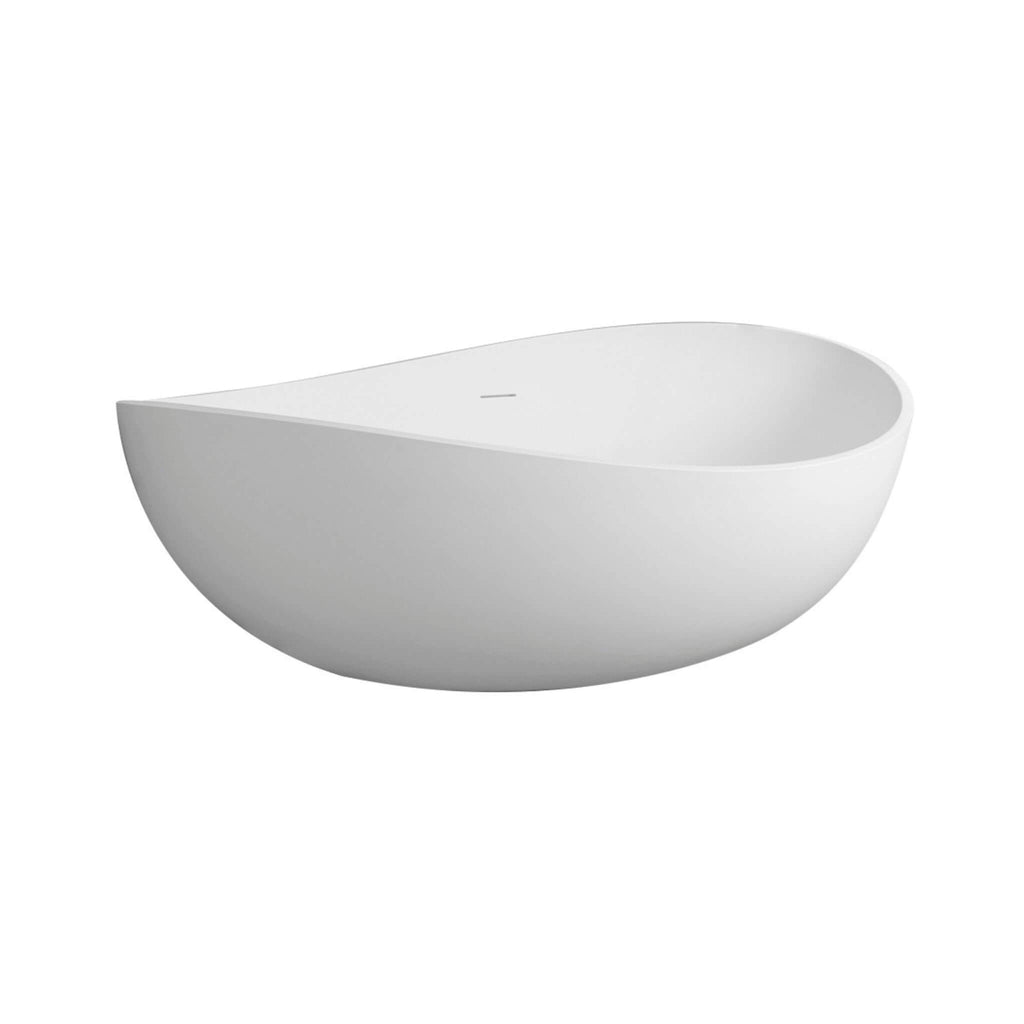 Alora Luxury 63-Inch Matte White Freestanding Soaking Bathtub With Overflow And Pop-Up Drain (SAK56140) - Saksby Wholesale - Side View