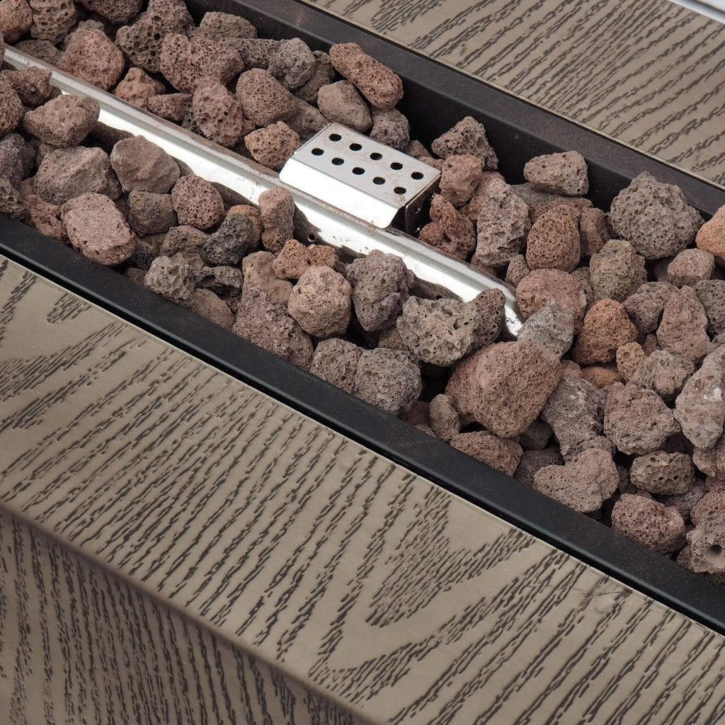 Alora Modern 50K BTU Outdoor Rectangular Propane Gas Fire Pit With Lava Rocks, 48 Inch (SAK82521) - Saksby Wholesale - Stone Details